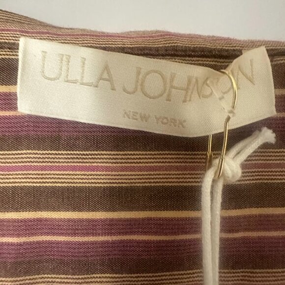 New Ulla Johnson Dari Blouse Size 2 In Mulberry Stripe Puff Sleeves Button Down - Picture 11 of 14